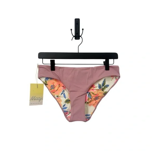 NEW MAAJI Mauve + Floral Reversible Bikini Bottoms - Picture 1 of 2